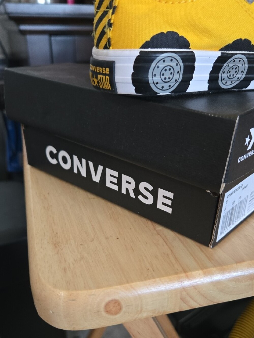 Converse Yellow Canvas Infant Sneaker with Black Wheel Motif - Picture 2 of 7